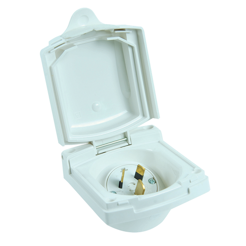 Clipsal (New Style) White External 15 Amp Power Inlet