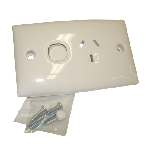 Single Power Point Double Pole 15D White