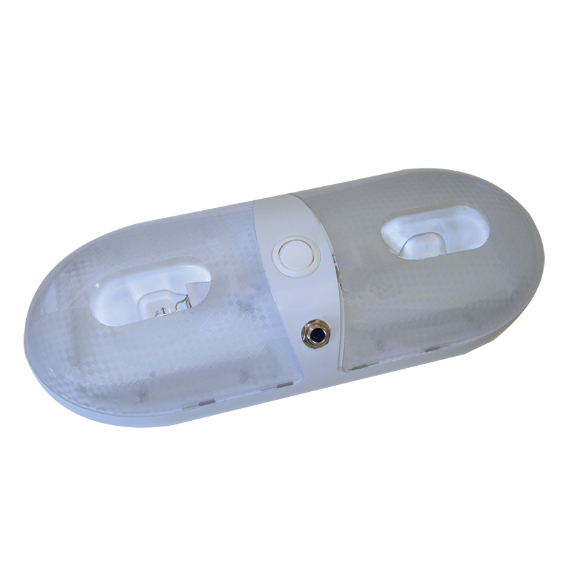White Dual Interior Dome Light 12V With Powerjack