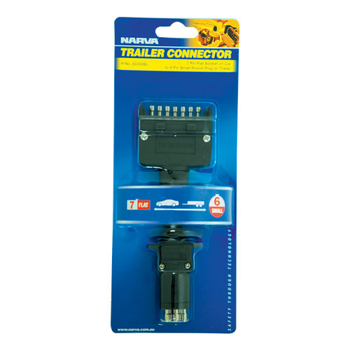 Narva Trailer Adaptor 7 Pin Flat Car To 6 Pin Round Van