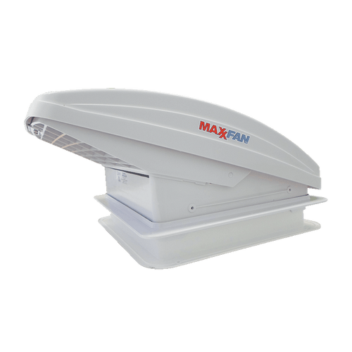 MaxxFan Deluxe with Rain Dome, Thermostat and Manual Lift