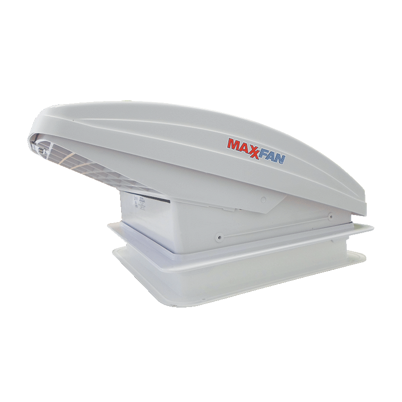 MaxxFan Deluxe with Rain Dome, Thermostat and Manual Lift