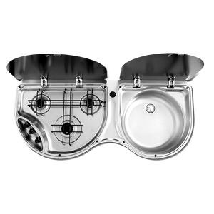 Smev 3 Burner Stove & Sink Combo Stainless Steel (No Mixer)
