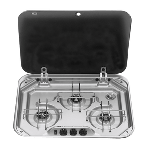 Smev 3 Burner Stainless Steel Drop In Cook Top With Glass Lid