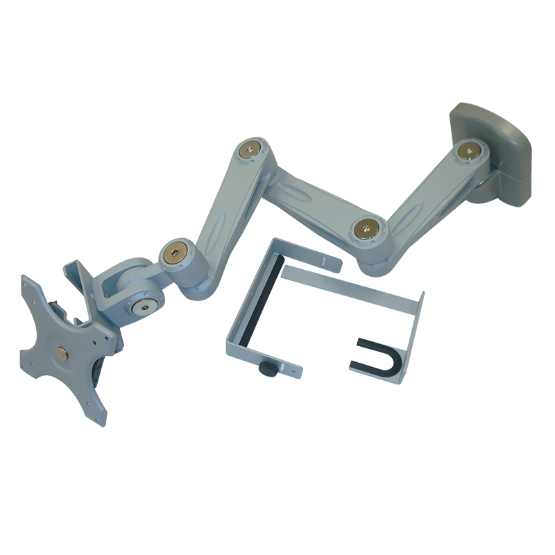 Sphere Triple Arm Wall Mount Monitor Bracket With Lock (Silver)